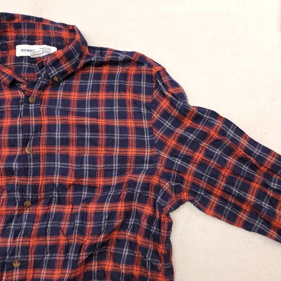 Old Navy Tartan Flannel Casual Button Up Shirt Mens Size Large L Blue Red - Picture 5 of 10